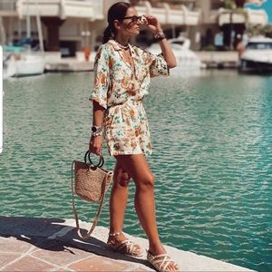 Zara floral print shirt + short Co-ord set